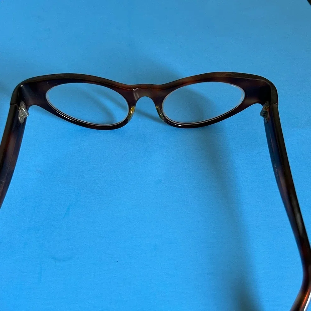 Vintage‎ Brown Tortoise Cat Eye Glasses Frames USA Made Retro Eyeglasses MCM
